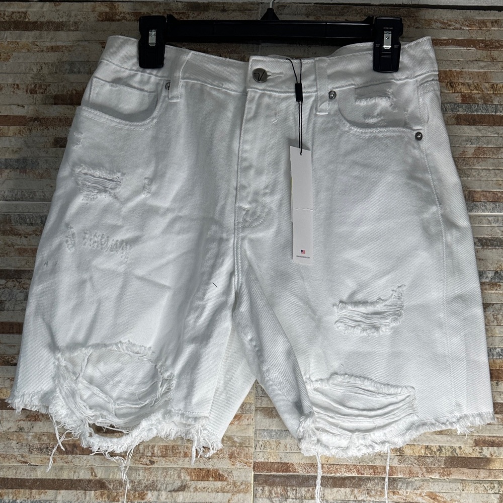 Vigoss Distressed White Jean Shorts